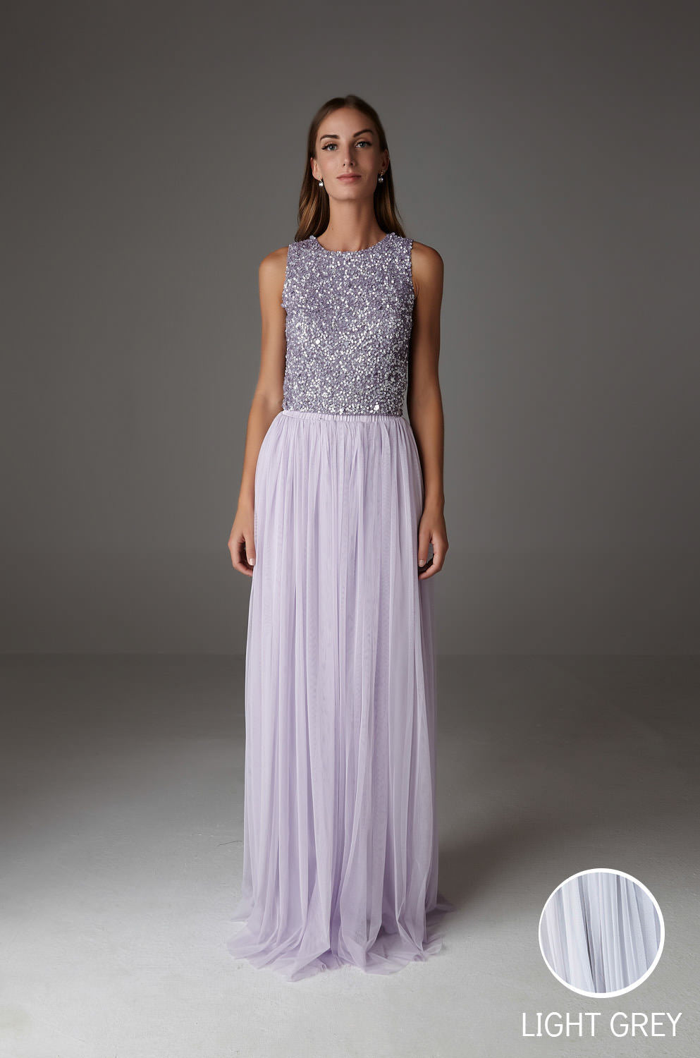 INES MAXI SKIRT LIGHT GREY