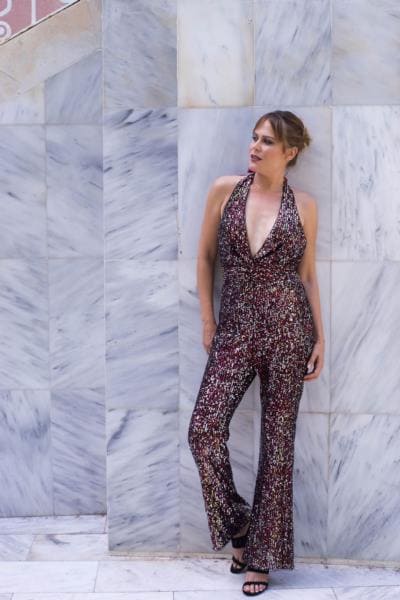 SENORA JUMPSUIT RED/SILVER