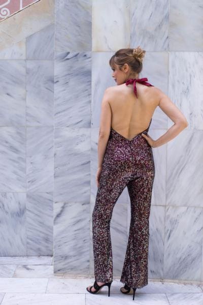 SENORA JUMPSUIT RED/SILVER