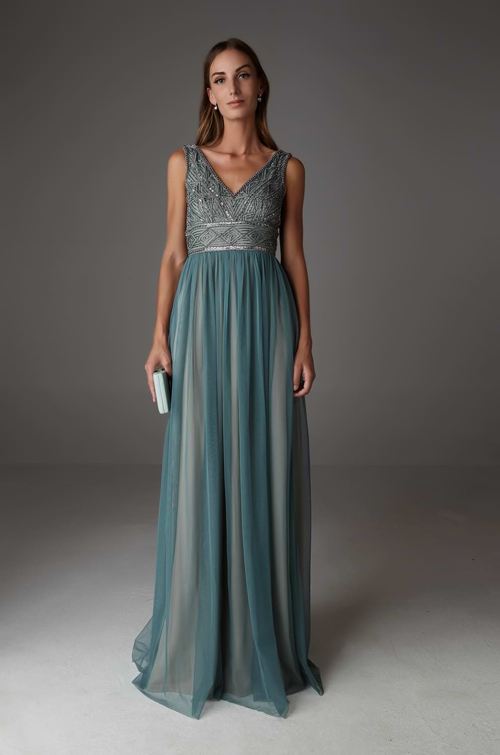 MAR MAXI CONTRAST TEAL-NUDE